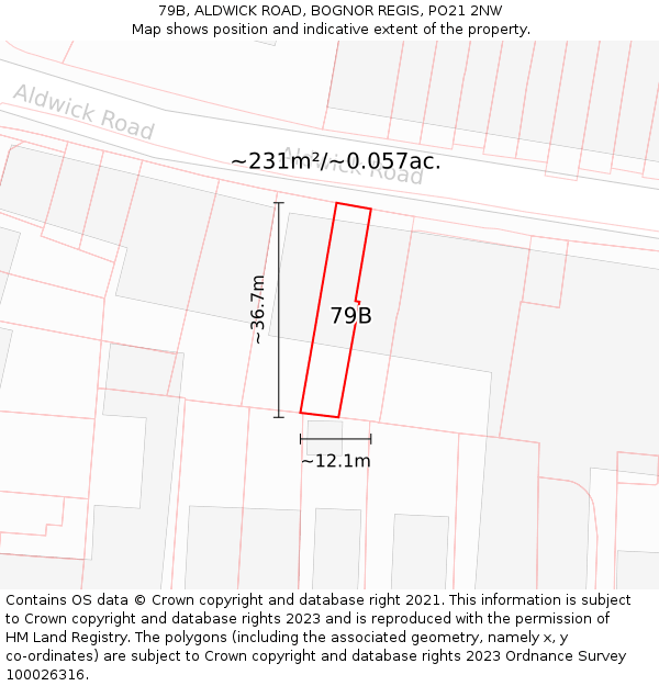 79B, ALDWICK ROAD, BOGNOR REGIS, PO21 2NW: Plot and title map