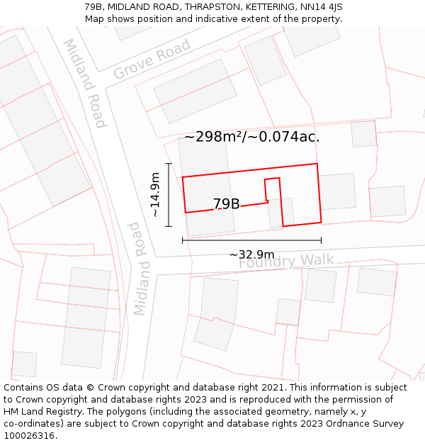79B, MIDLAND ROAD, THRAPSTON, KETTERING, NN14 4JS: Plot and title map