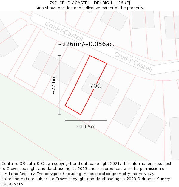 79C, CRUD Y CASTELL, DENBIGH, LL16 4PJ: Plot and title map