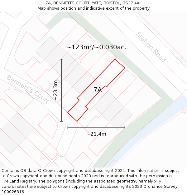 7A, BENNETTS COURT, YATE, BRISTOL, BS37 4XH: Plot and title map