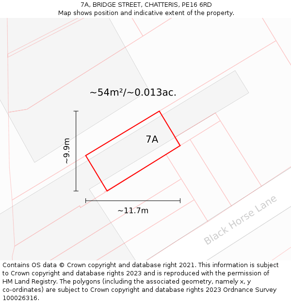 7A, BRIDGE STREET, CHATTERIS, PE16 6RD: Plot and title map