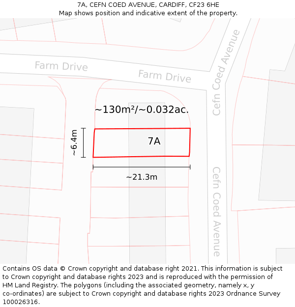 7A, CEFN COED AVENUE, CARDIFF, CF23 6HE: Plot and title map