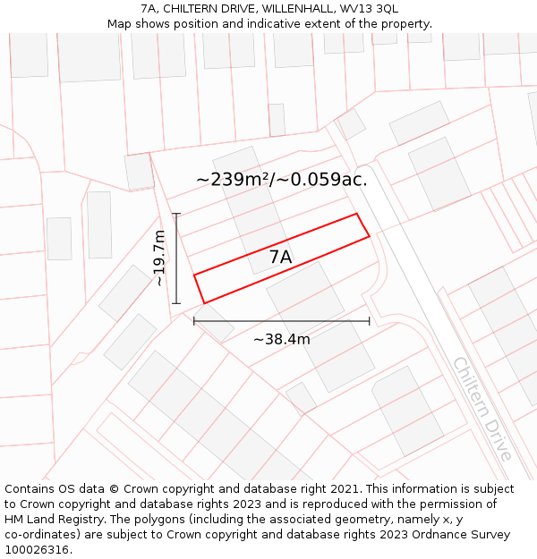 7A, CHILTERN DRIVE, WILLENHALL, WV13 3QL: Plot and title map