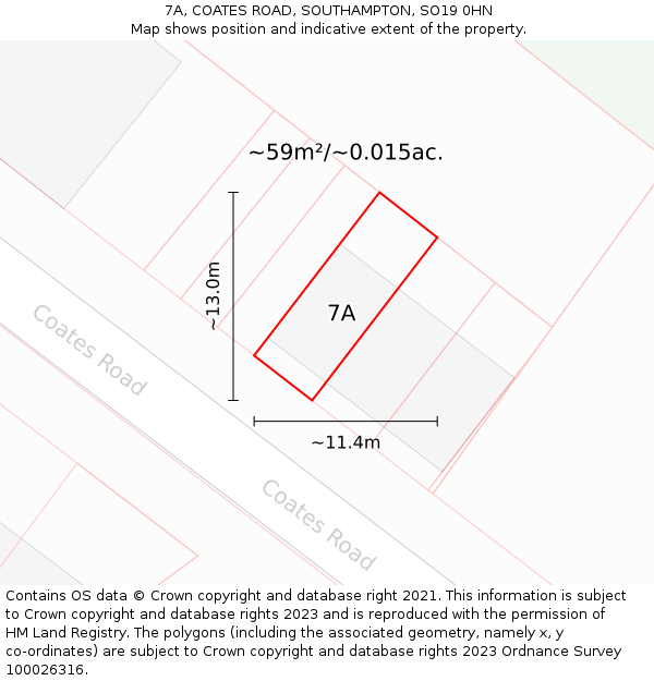 7A, COATES ROAD, SOUTHAMPTON, SO19 0HN: Plot and title map