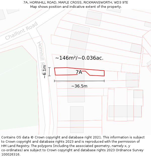 7A, HORNHILL ROAD, MAPLE CROSS, RICKMANSWORTH, WD3 9TE: Plot and title map