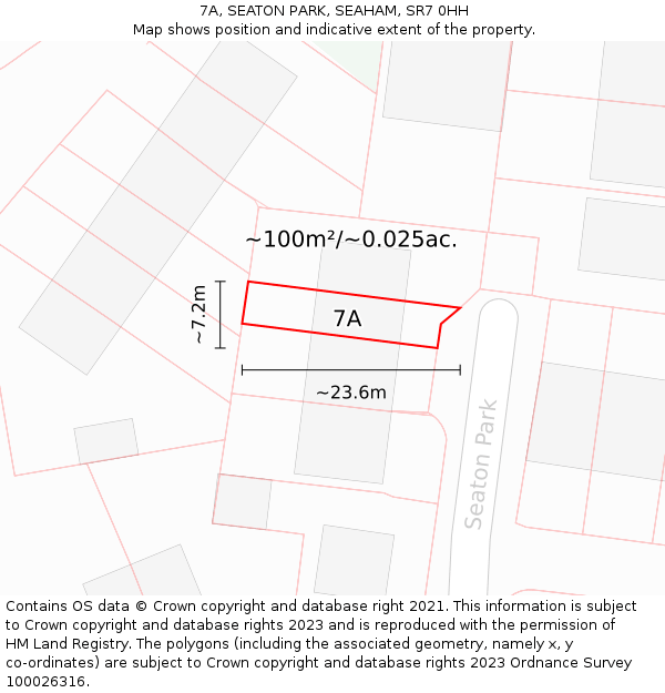 7A, SEATON PARK, SEAHAM, SR7 0HH: Plot and title map