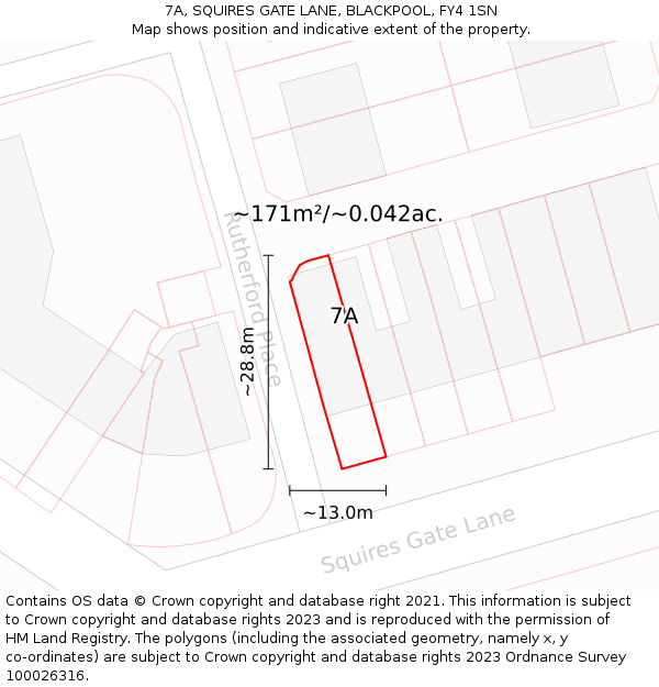 7A, SQUIRES GATE LANE, BLACKPOOL, FY4 1SN: Plot and title map