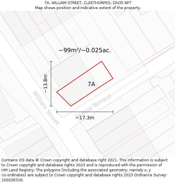 7A, WILLIAM STREET, CLEETHORPES, DN35 8PT: Plot and title map