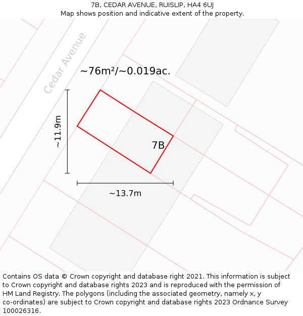 7B, CEDAR AVENUE, RUISLIP, HA4 6UJ: Plot and title map