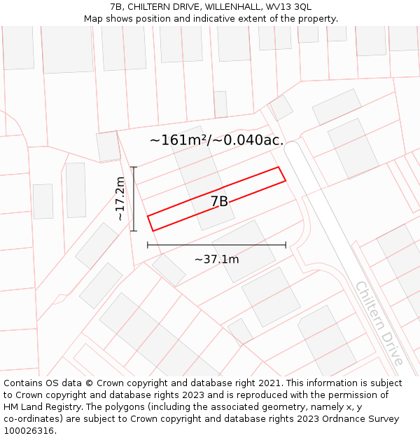 7B, CHILTERN DRIVE, WILLENHALL, WV13 3QL: Plot and title map