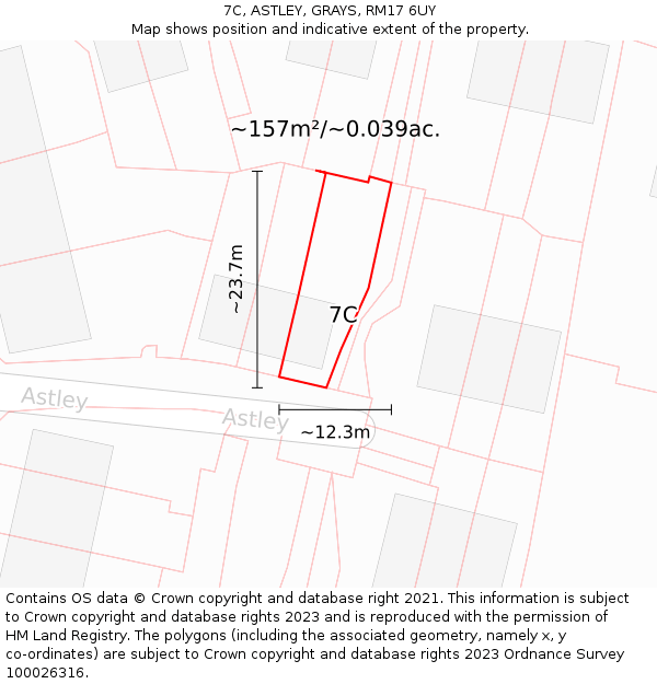 7C, ASTLEY, GRAYS, RM17 6UY: Plot and title map