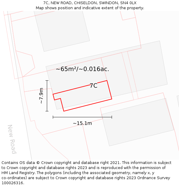 7C, NEW ROAD, CHISELDON, SWINDON, SN4 0LX: Plot and title map