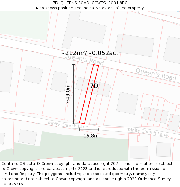 7D, QUEENS ROAD, COWES, PO31 8BQ: Plot and title map