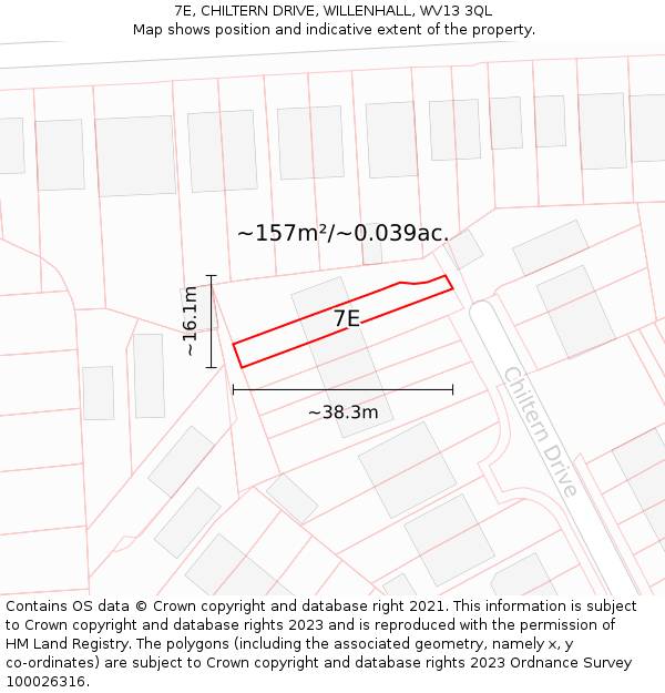 7E, CHILTERN DRIVE, WILLENHALL, WV13 3QL: Plot and title map