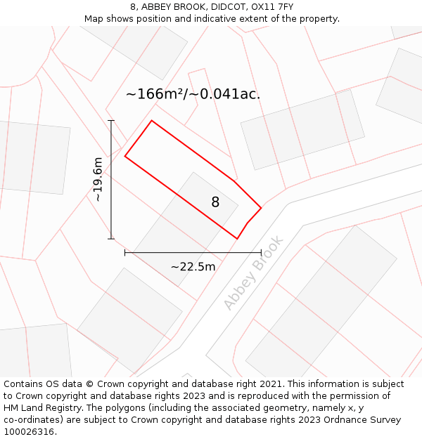 8, ABBEY BROOK, DIDCOT, OX11 7FY: Plot and title map