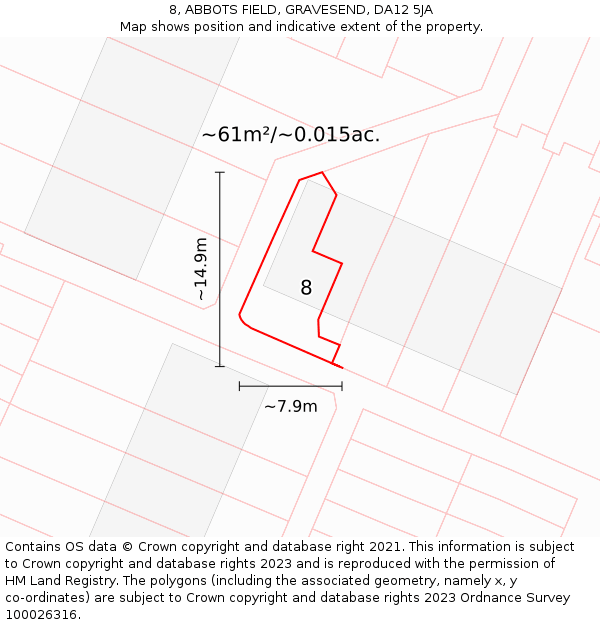 8, ABBOTS FIELD, GRAVESEND, DA12 5JA: Plot and title map