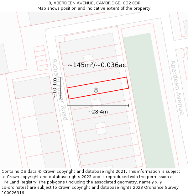 8, ABERDEEN AVENUE, CAMBRIDGE, CB2 8DP: Plot and title map