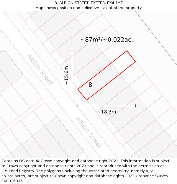 8, ALBION STREET, EXETER, EX4 1AZ: Plot and title map