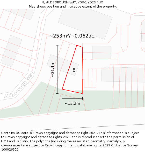8, ALDBOROUGH WAY, YORK, YO26 4UX: Plot and title map