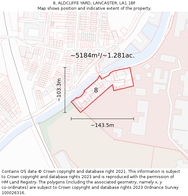 8, ALDCLIFFE YARD, LANCASTER, LA1 1BF: Plot and title map
