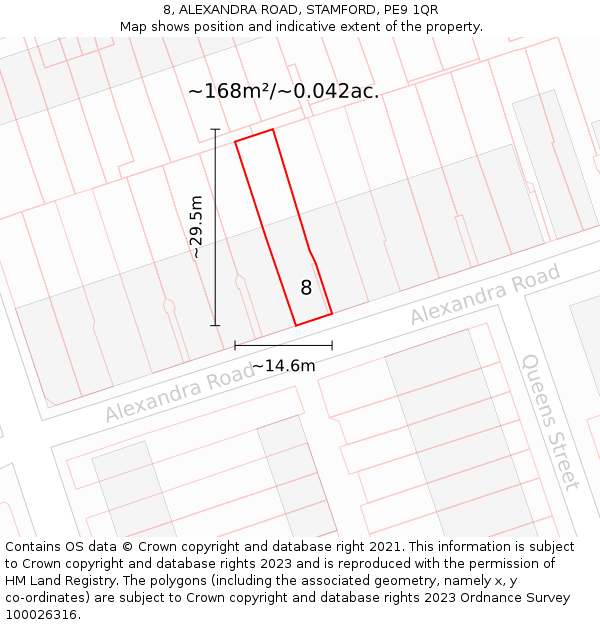 8, ALEXANDRA ROAD, STAMFORD, PE9 1QR: Plot and title map