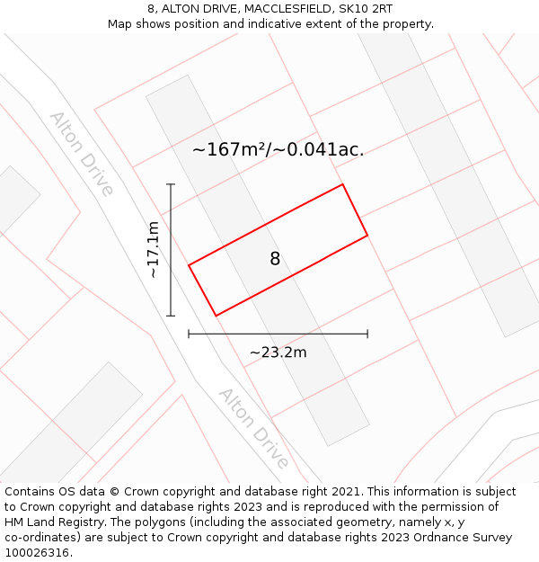 8, ALTON DRIVE, MACCLESFIELD, SK10 2RT: Plot and title map