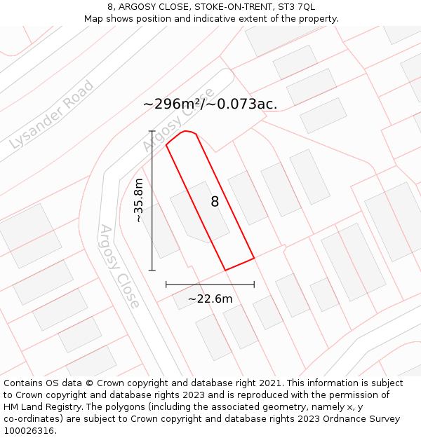 8, ARGOSY CLOSE, STOKE-ON-TRENT, ST3 7QL: Plot and title map