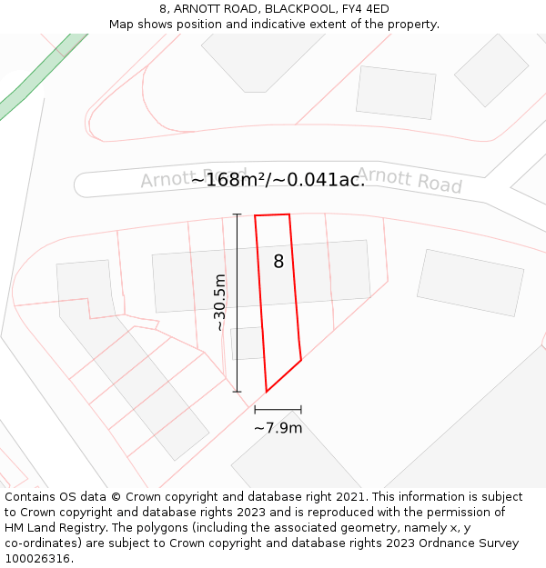 8, ARNOTT ROAD, BLACKPOOL, FY4 4ED: Plot and title map