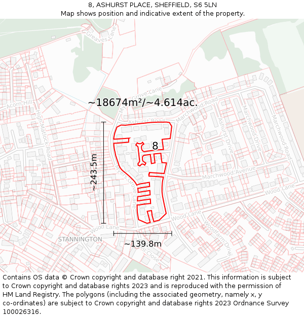 8, ASHURST PLACE, SHEFFIELD, S6 5LN: Plot and title map