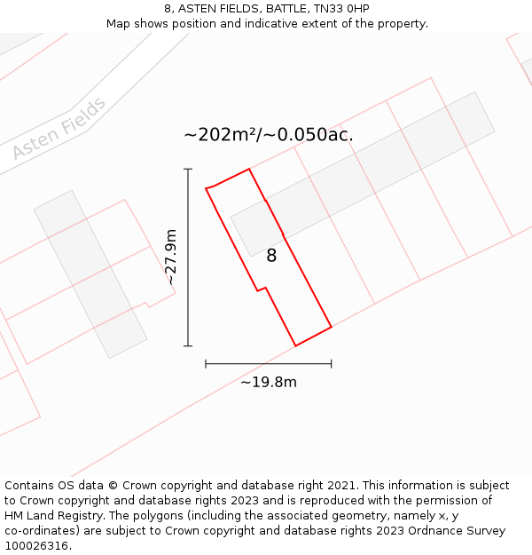 8, ASTEN FIELDS, BATTLE, TN33 0HP: Plot and title map