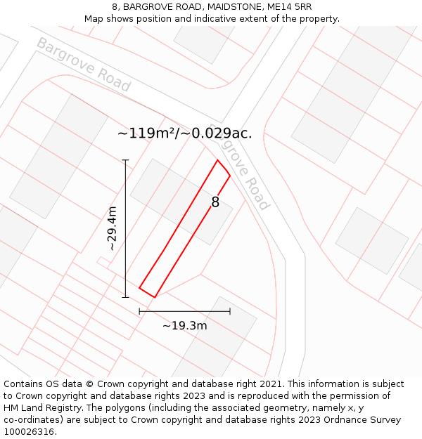 8, BARGROVE ROAD, MAIDSTONE, ME14 5RR: Plot and title map