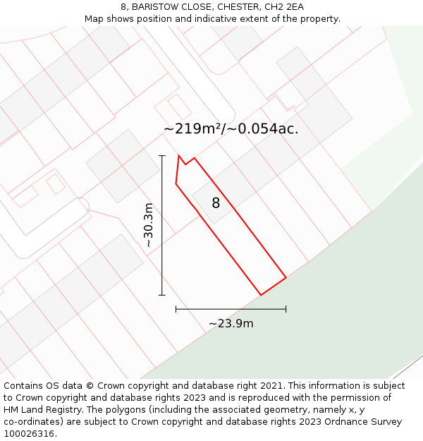 8, BARISTOW CLOSE, CHESTER, CH2 2EA: Plot and title map