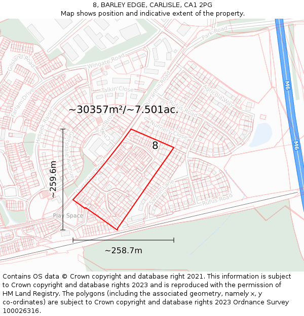 8, BARLEY EDGE, CARLISLE, CA1 2PG: Plot and title map
