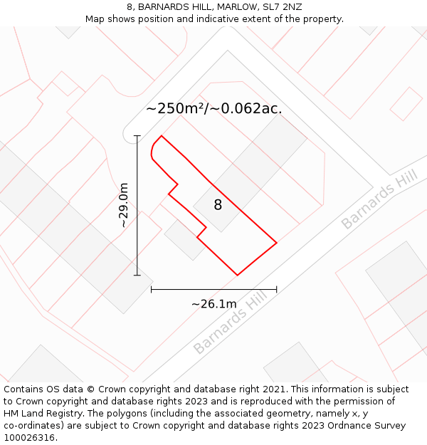 8, BARNARDS HILL, MARLOW, SL7 2NZ: Plot and title map