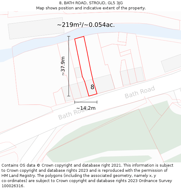 8, BATH ROAD, STROUD, GL5 3JG: Plot and title map