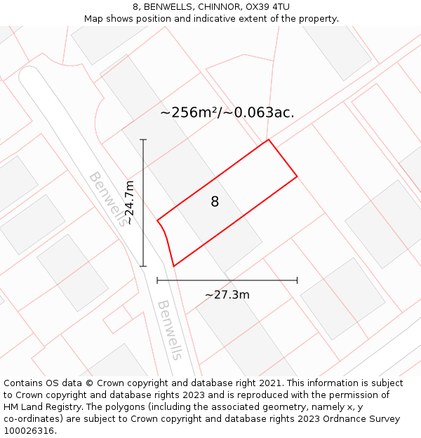 8, BENWELLS, CHINNOR, OX39 4TU: Plot and title map