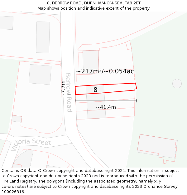 8, BERROW ROAD, BURNHAM-ON-SEA, TA8 2ET: Plot and title map