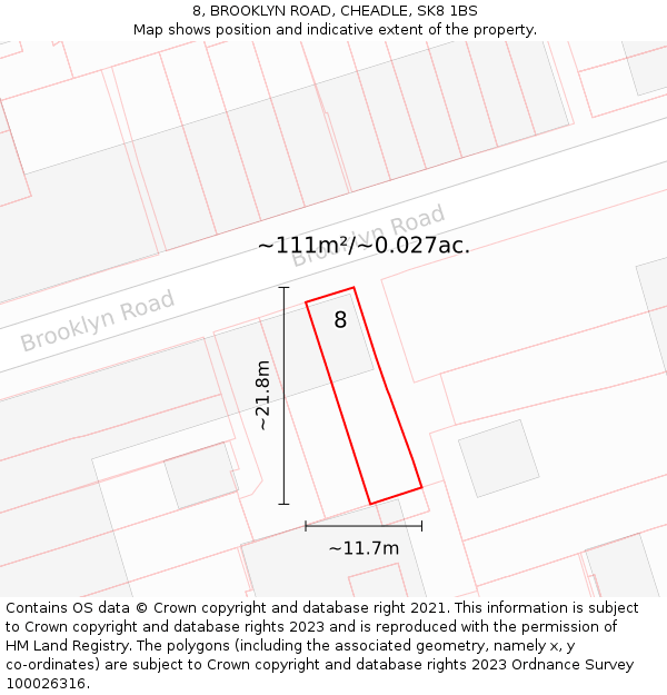 8, BROOKLYN ROAD, CHEADLE, SK8 1BS: Plot and title map