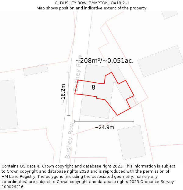 8, BUSHEY ROW, BAMPTON, OX18 2JU: Plot and title map