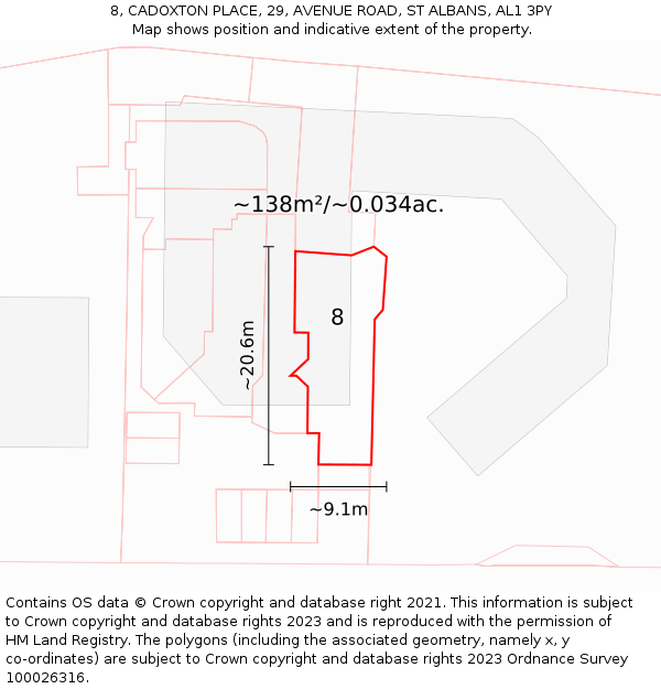 8, CADOXTON PLACE, 29, AVENUE ROAD, ST ALBANS, AL1 3PY: Plot and title map