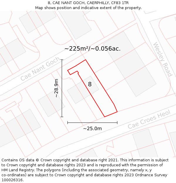 8, CAE NANT GOCH, CAERPHILLY, CF83 1TR: Plot and title map