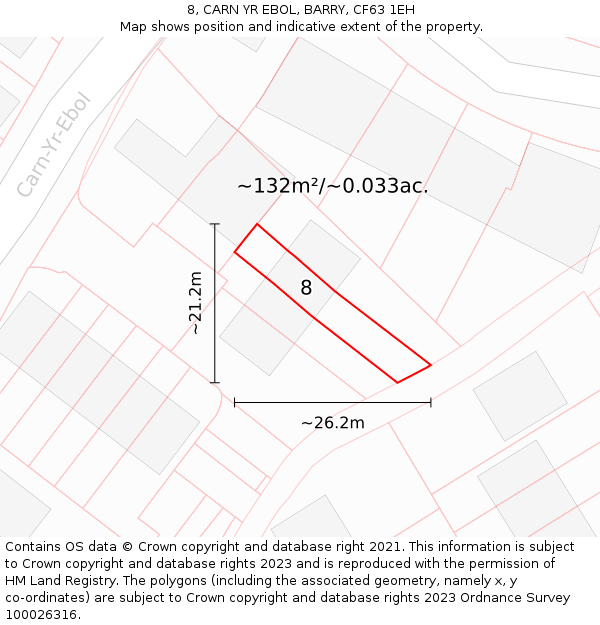 8, CARN YR EBOL, BARRY, CF63 1EH: Plot and title map
