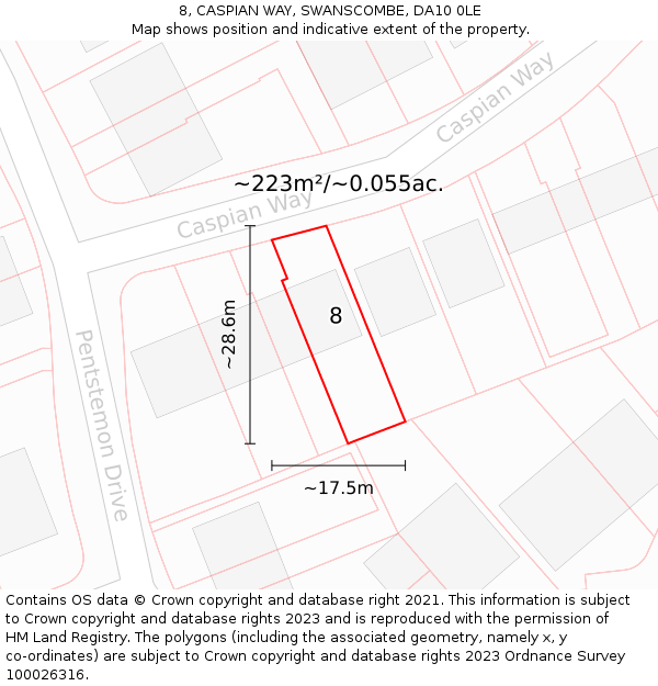 8, CASPIAN WAY, SWANSCOMBE, DA10 0LE: Plot and title map