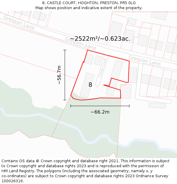 8, CASTLE COURT, HOGHTON, PRESTON, PR5 0LG: Plot and title map