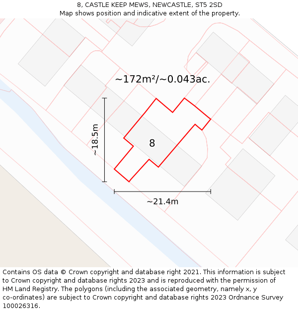 8, CASTLE KEEP MEWS, NEWCASTLE, ST5 2SD: Plot and title map