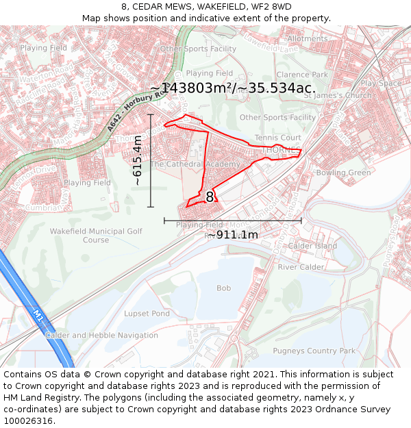 8, CEDAR MEWS, WAKEFIELD, WF2 8WD: Plot and title map