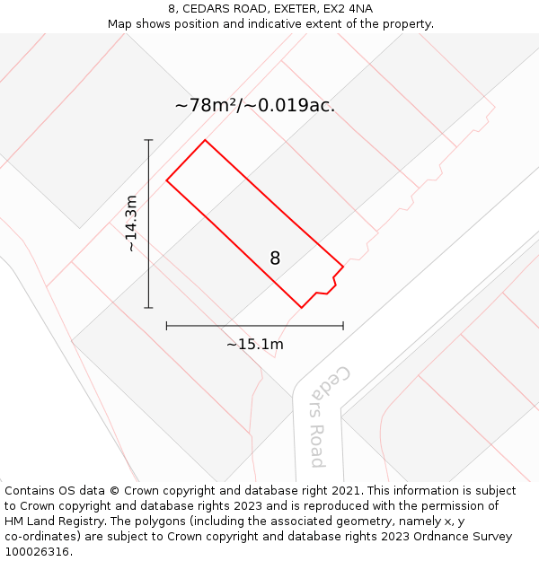 8, CEDARS ROAD, EXETER, EX2 4NA: Plot and title map