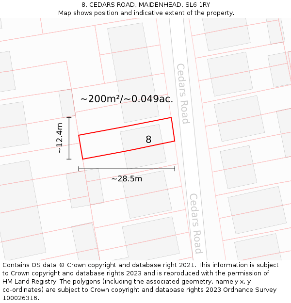 8, CEDARS ROAD, MAIDENHEAD, SL6 1RY: Plot and title map