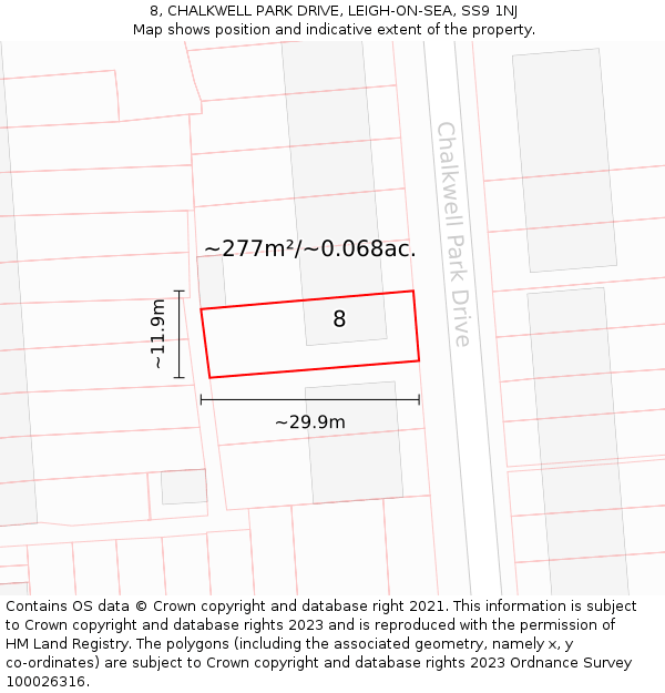 8, CHALKWELL PARK DRIVE, LEIGH-ON-SEA, SS9 1NJ: Plot and title map