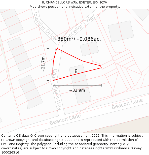8, CHANCELLORS WAY, EXETER, EX4 9DW: Plot and title map